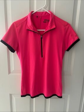 Nike Women's Hot Pink Short Sleeve Quarter-Zip Polo